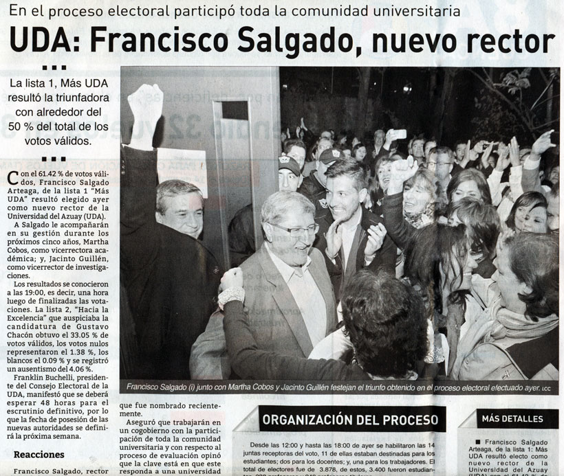 UDA: Francisco Salgado, nuevo rector