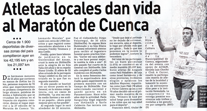Atletas locales dan vida al Maratón de Cuenca