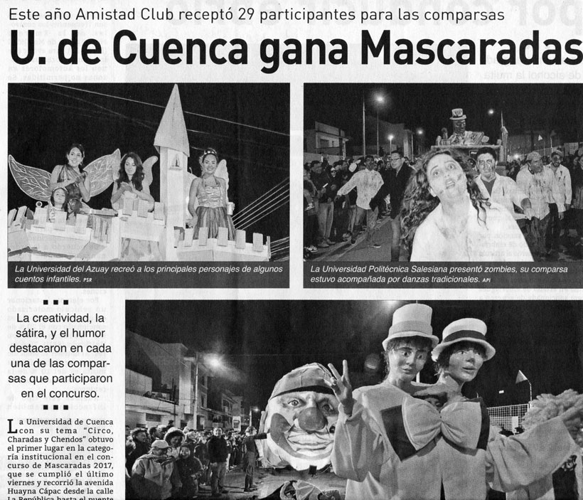 U. de Cuenca gana Mascaradas