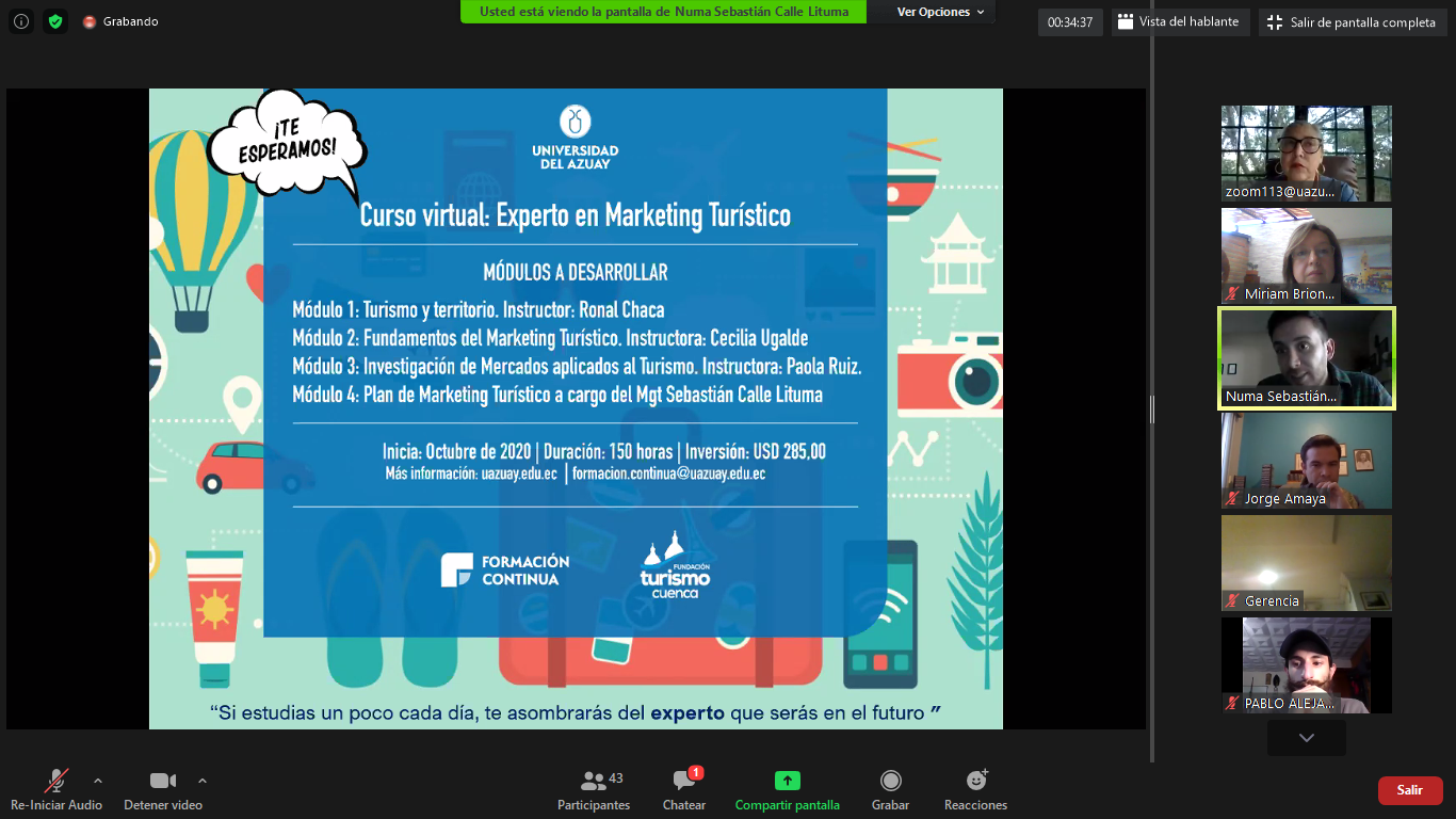 Presentación del curso virtual “Experto en Marketing Turístico”