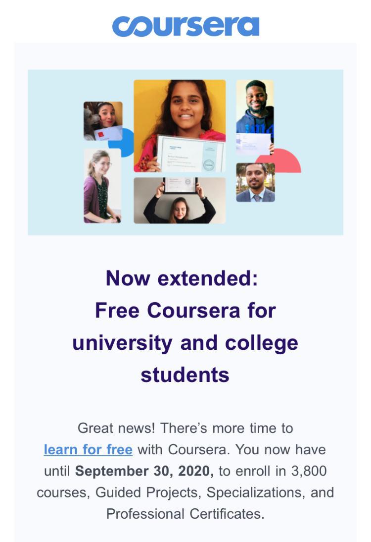 More time to learn on Coursera