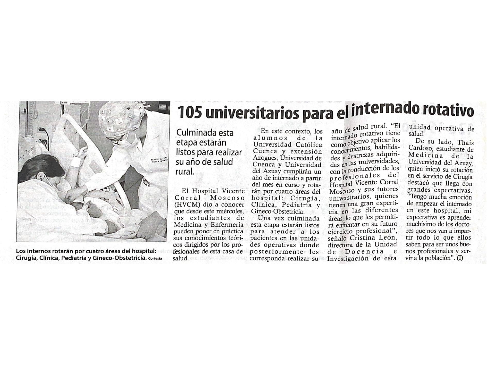 105 universitarios para el internado rotativo 