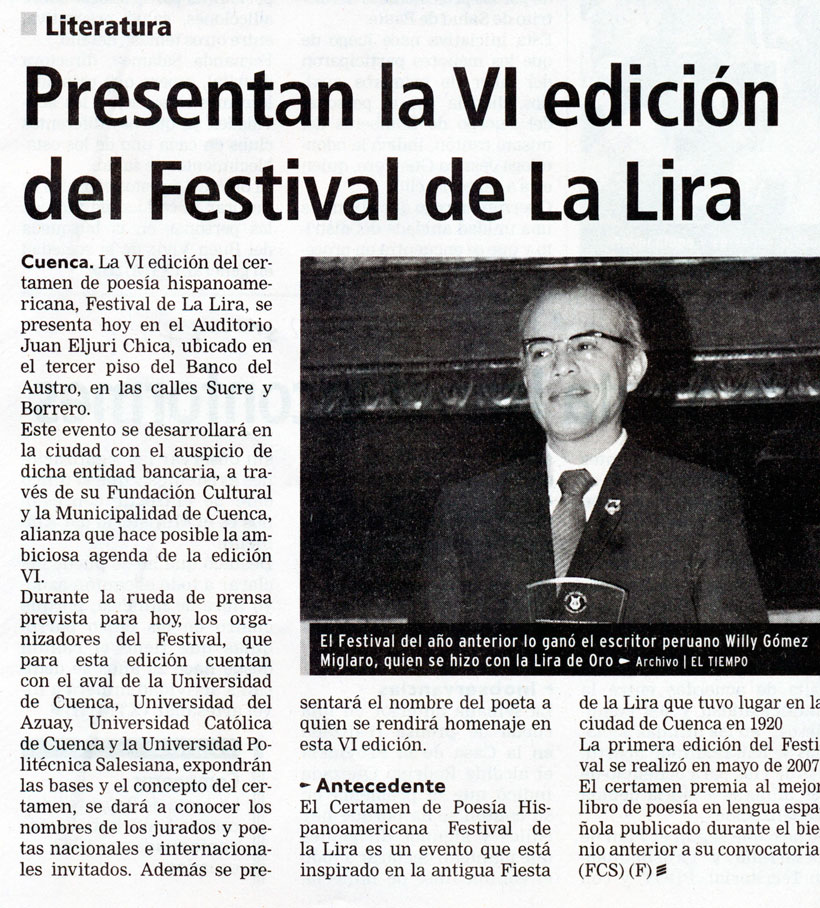 Presentan la VI edición del Festival de La Lira