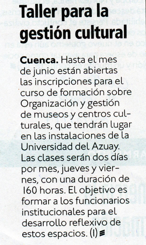 Taller para la gestión cultural