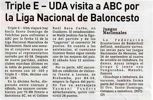 Triple E – UDA visita a ABC por la Liga Nacional