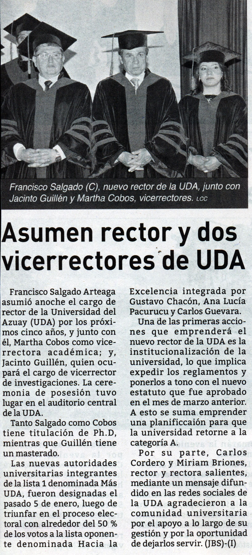 Asumen rector y dos vicerrectores de UDA