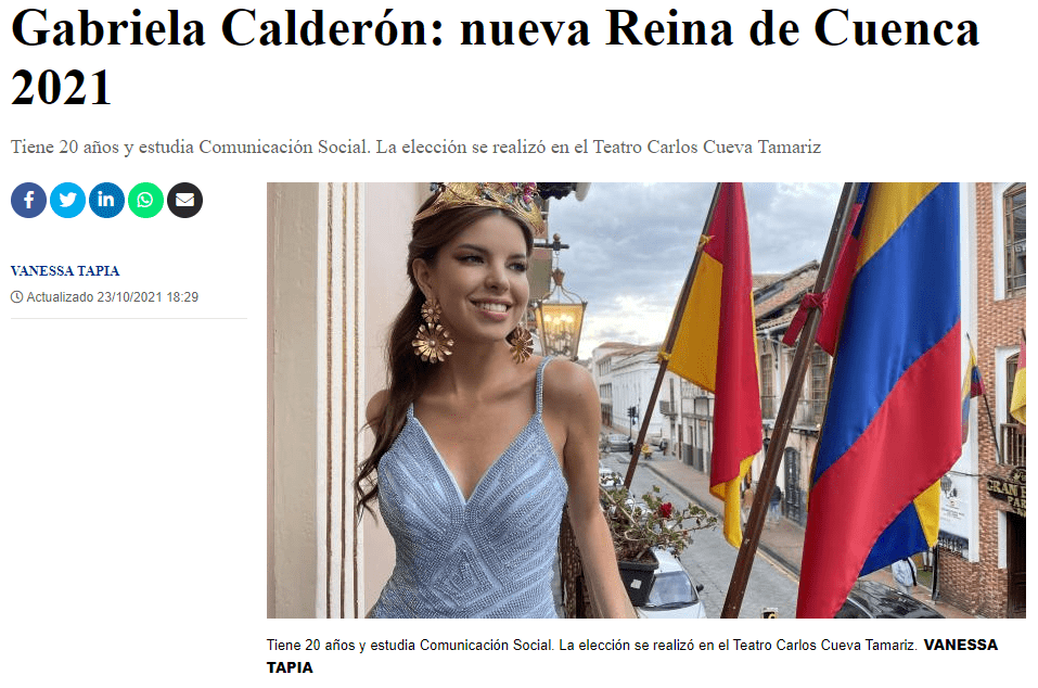 Gabriela Calderón: new Queen of Cuenca 2021