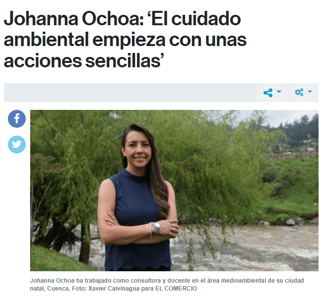 Johanna Ochoa: ¨El cuidado ambiental empieza con unas acciones sencillas¨