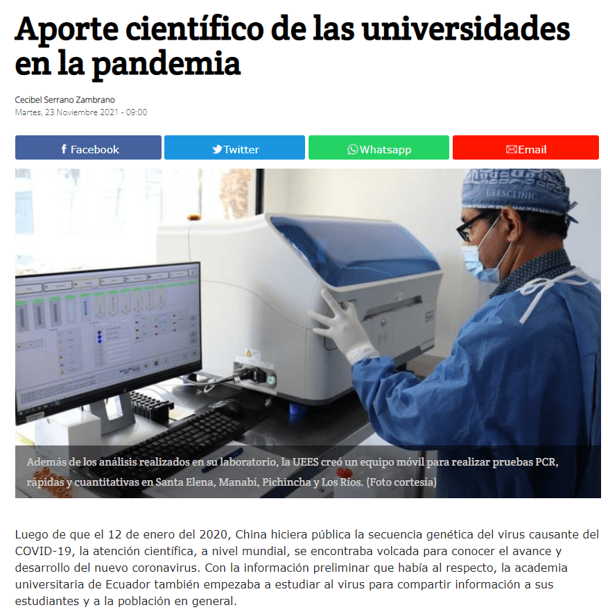 Aporte científico de las universidades en la pandemia