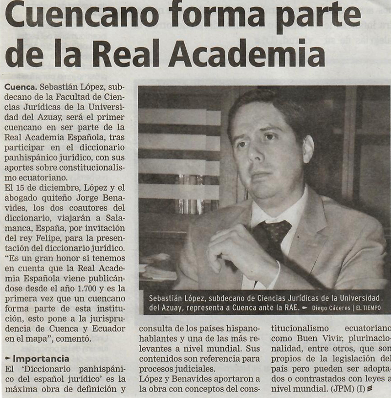 Cuencano forma parte de la Real Academia