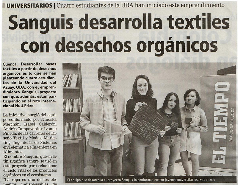 Sanguis desarrolla textiles con desechos orgánicos