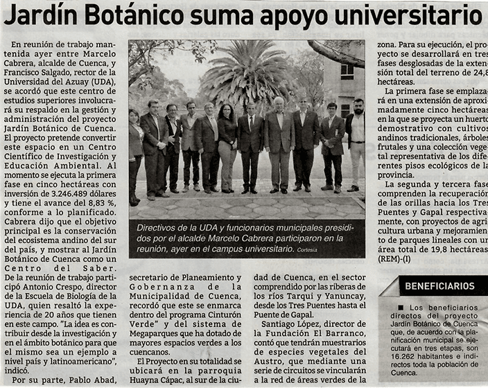 Jardín Botánico suma apoyo universitario