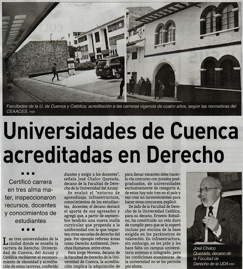 Universities of Cuenca accredited in Law