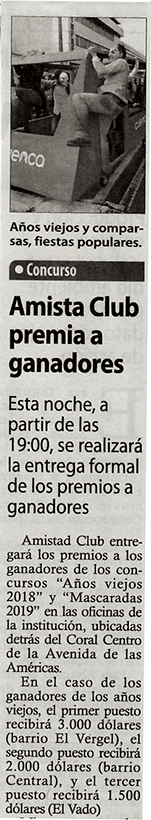 Amistad club premia a ganadores