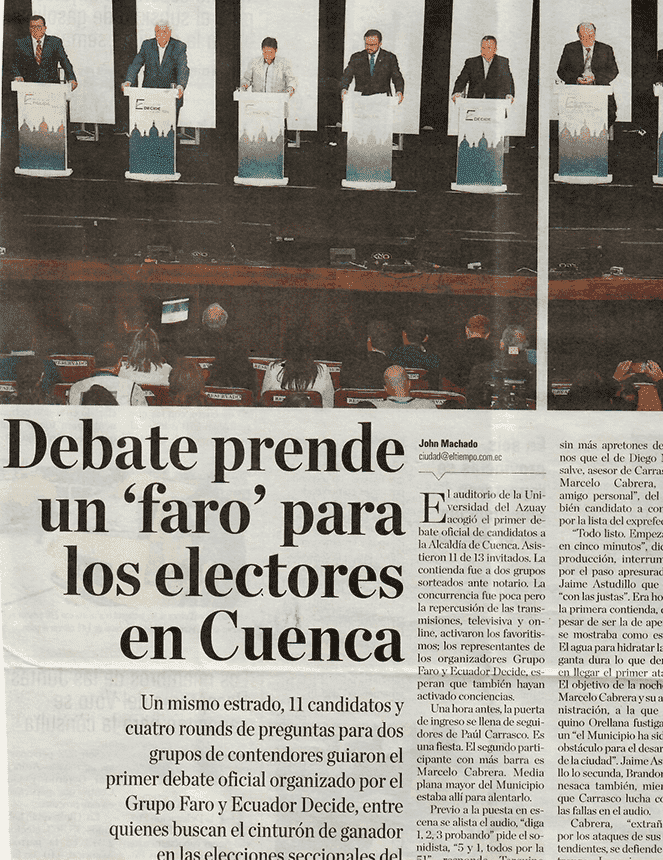 Debate prende un ‘faro’ para los electores en Cuenca