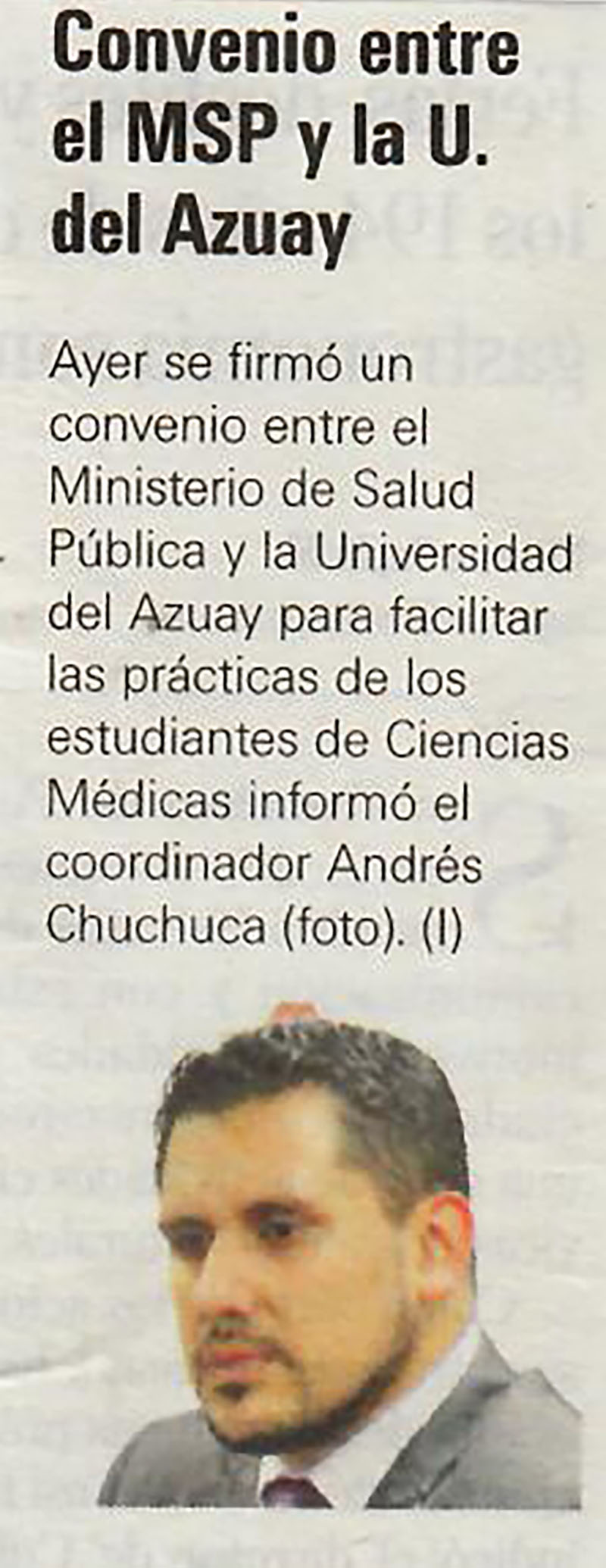 Convenio entre el MSP y la U. del Azuay