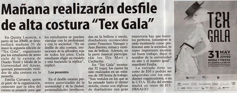 Tomorrow they will perform haute couture parade "Tex Gala"