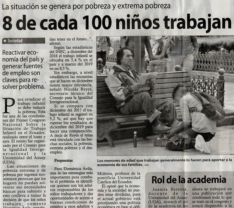 8 de cada 100 niños trabajan 