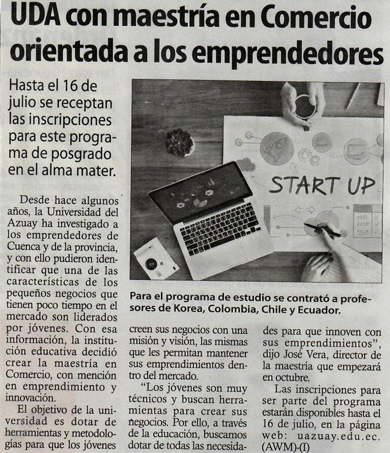 UDA con maestría en Comercio orientada a los emprendedores 