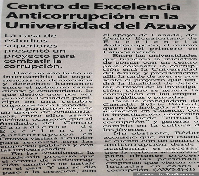 Anticorruption Center of Excellence at the University of Azuay