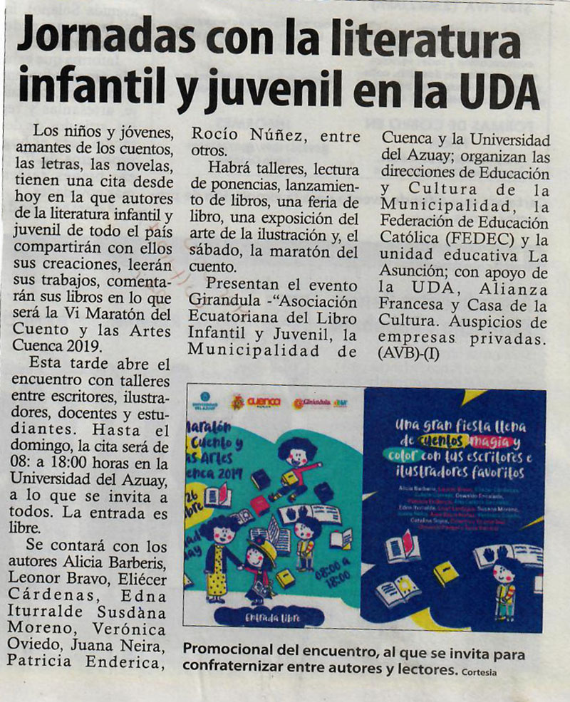Jornadas con literatura infantil y juvenil en la UDA