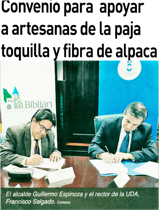 Convenio para apoyar a artesanas de la paja toquilla y fibra de alpaca