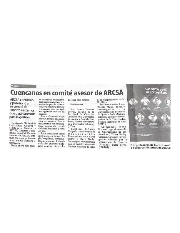 Cuencanos en comité asesor de ARCSA