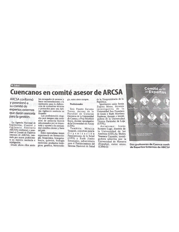 Cuencanos in the advisory committee of ARCSA