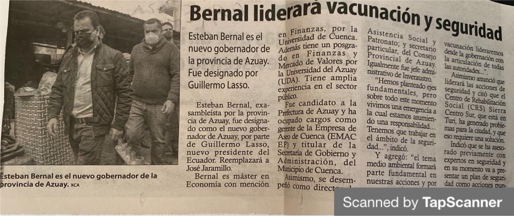 Bernal liderará vacunación y seguridad