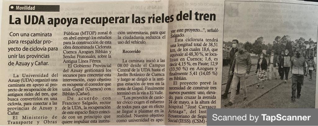 la UDA ayuda recuperar las rieles del tren
