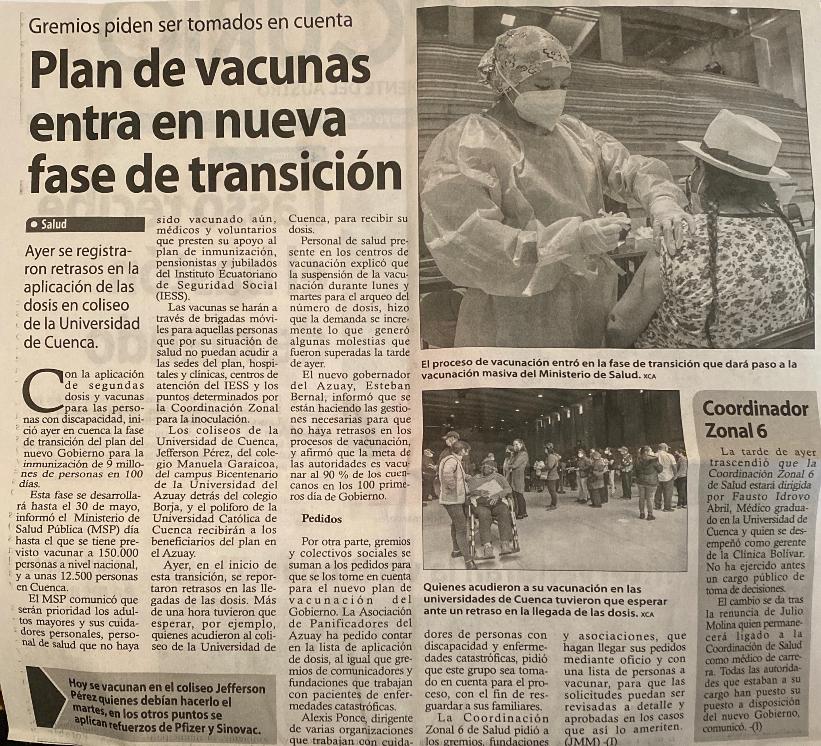 Plan de vacunas entra en nueva fase de transición