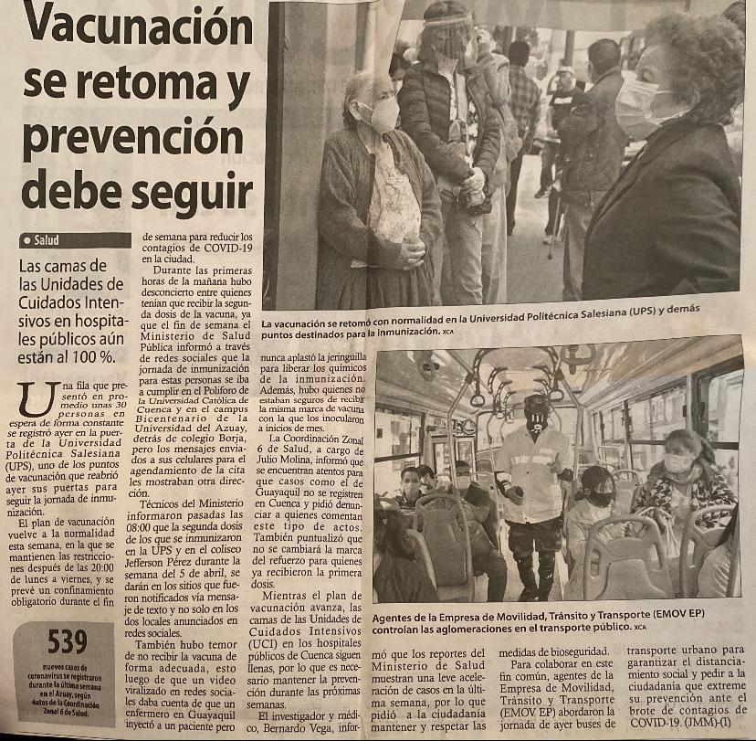 Vacunación se retoma y prevención debe seguir