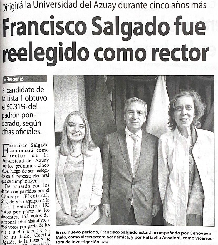 Francisco Salgado fue reelegido como rector