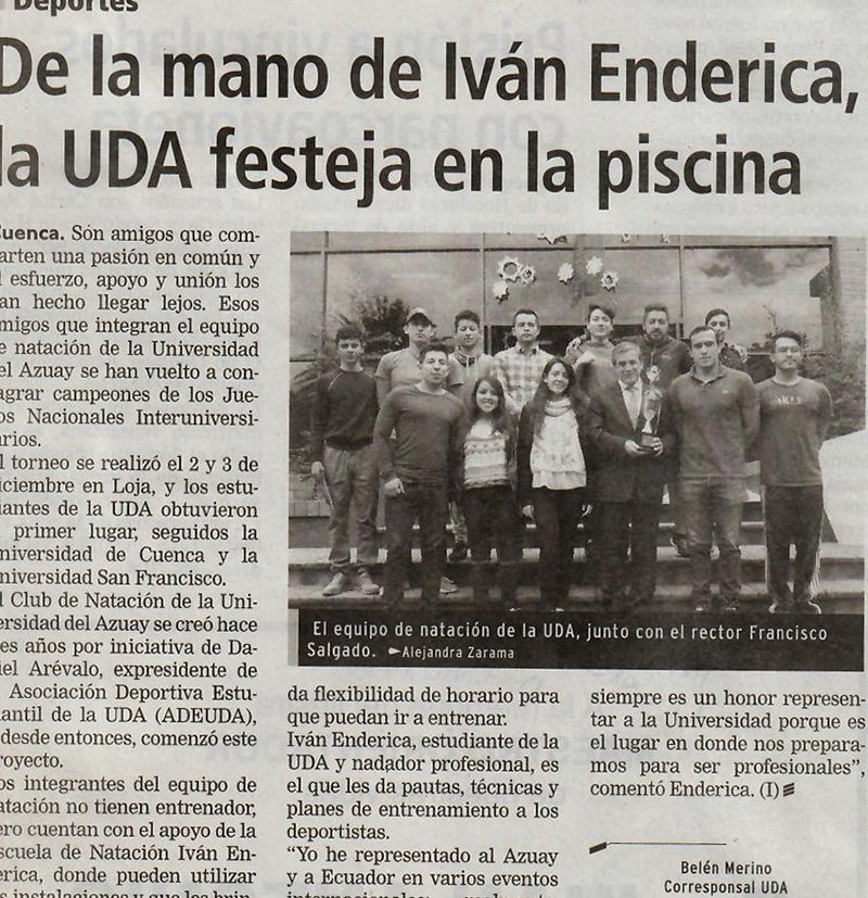 De la mano de Iván Enderica, la UDA festeja en la piscina