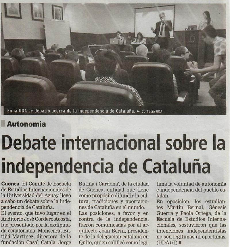Debate Internacional sobre la independencia de Catuluña