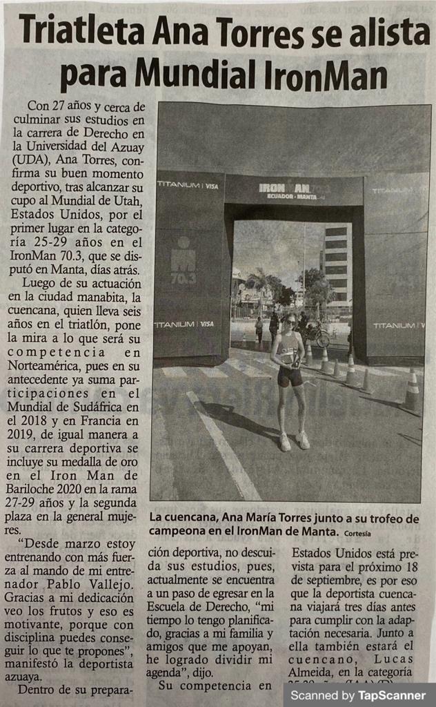 Triatleta Ana Torres se alista para Mundial IronMan