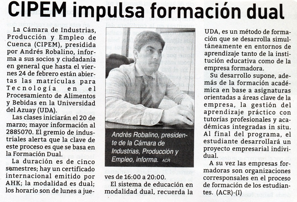 CIPEM impulsa formación dual