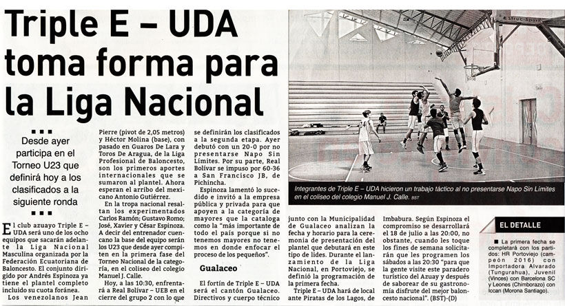 Triple E – UDA toma forma para la Liga Nacional