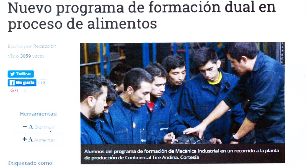 Nuevo programa de formación dual en proceso de alimentos