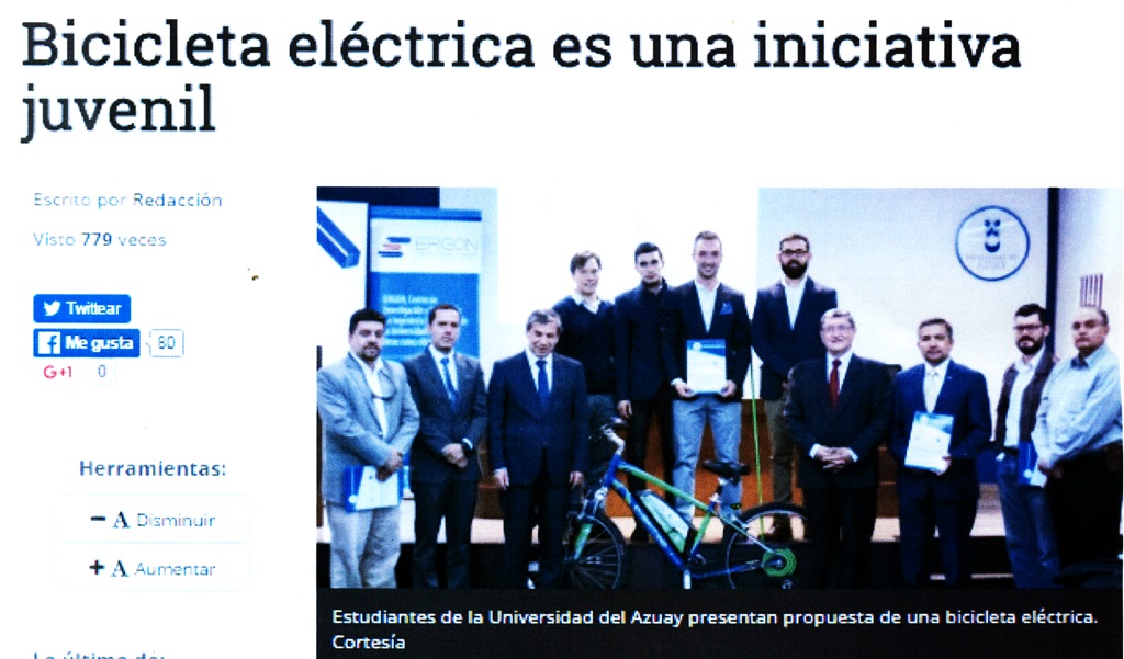 Bicicleta eléctrica es una iniciativa juvenil