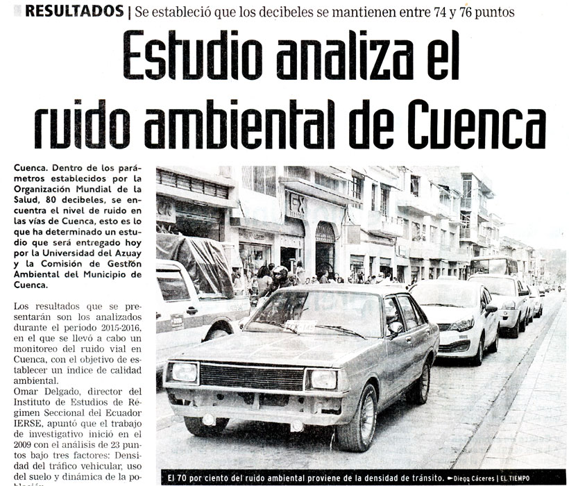 Estudio analiza el ruido ambiental de Cuenca