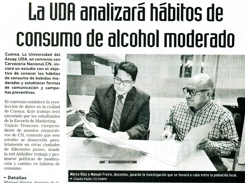 La UDA analizará hábitos de consumo de alcohol moderado