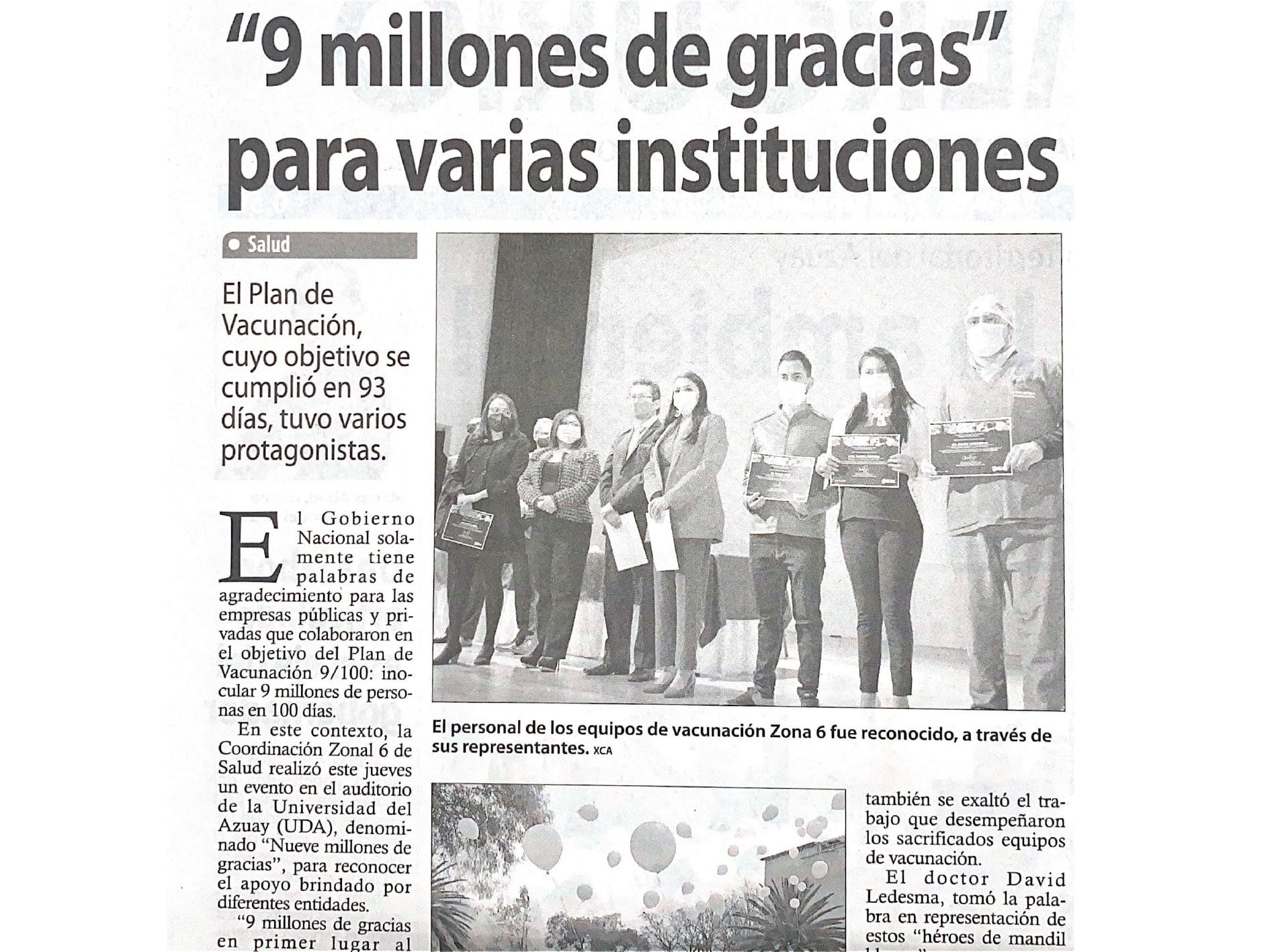 ¨9 millones de gracias¨ para varias instituciones