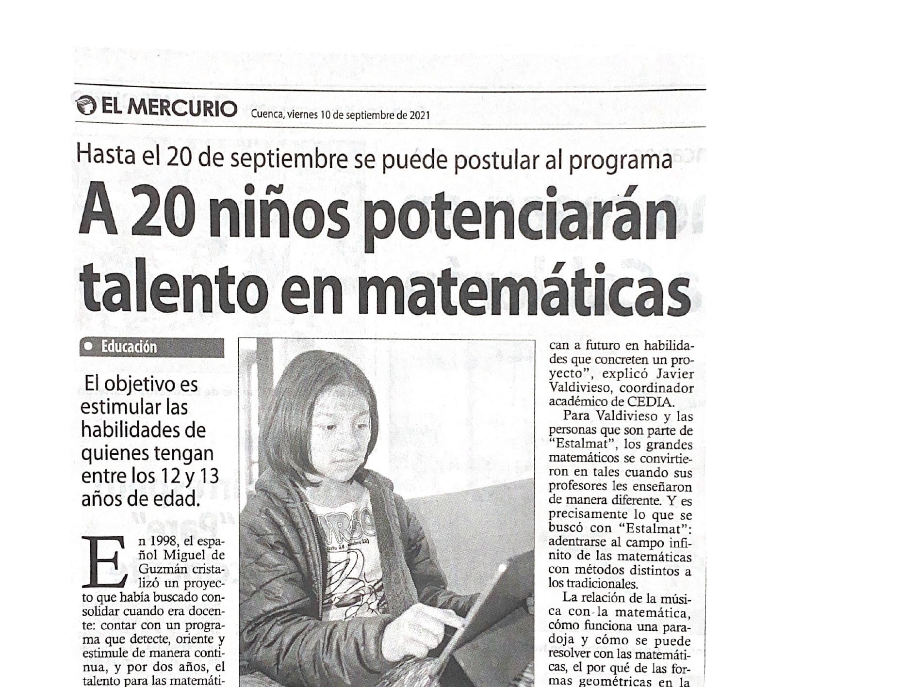 A 20 niños potenciarán talento en matemáticas