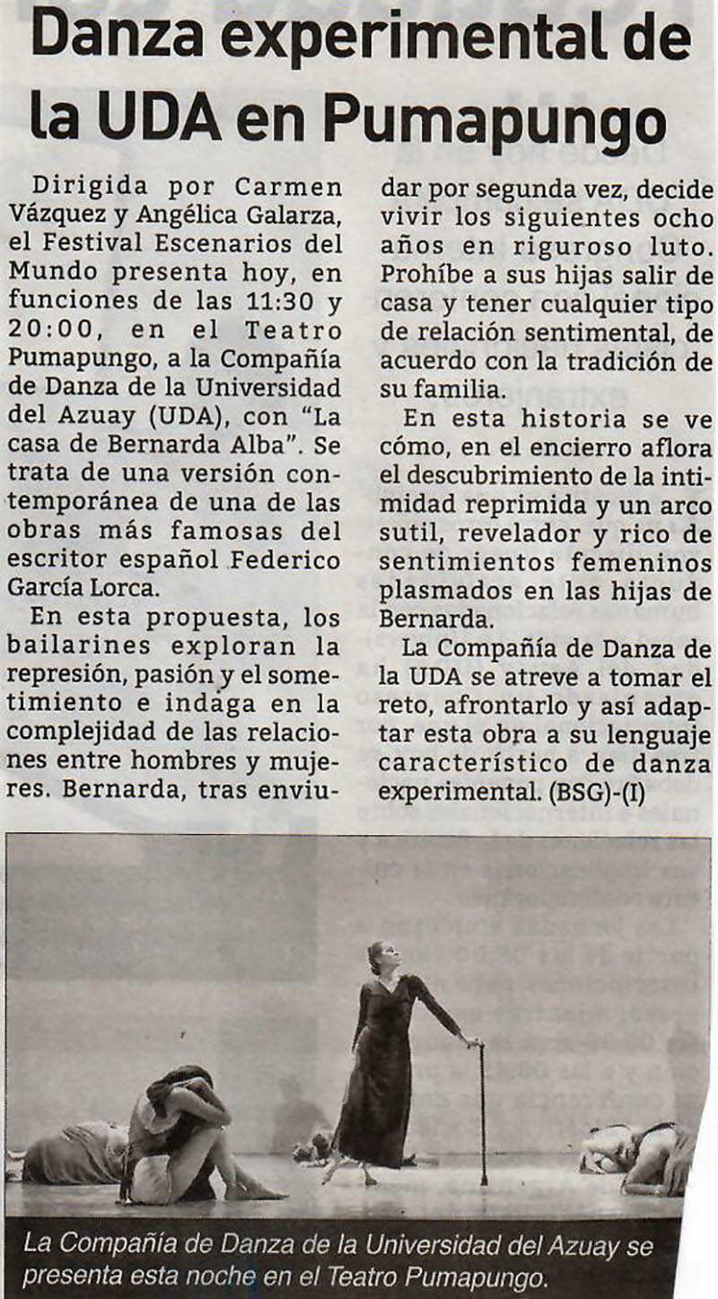 Danza experimental de la UDA en Pumapungo