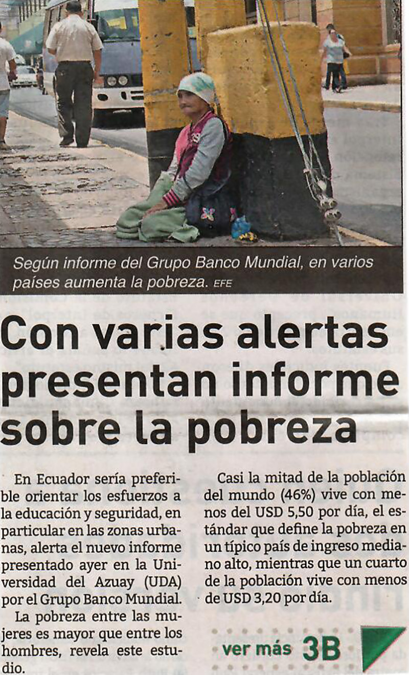 “Número de pobres extremos en el mundo inaceptablemente alto