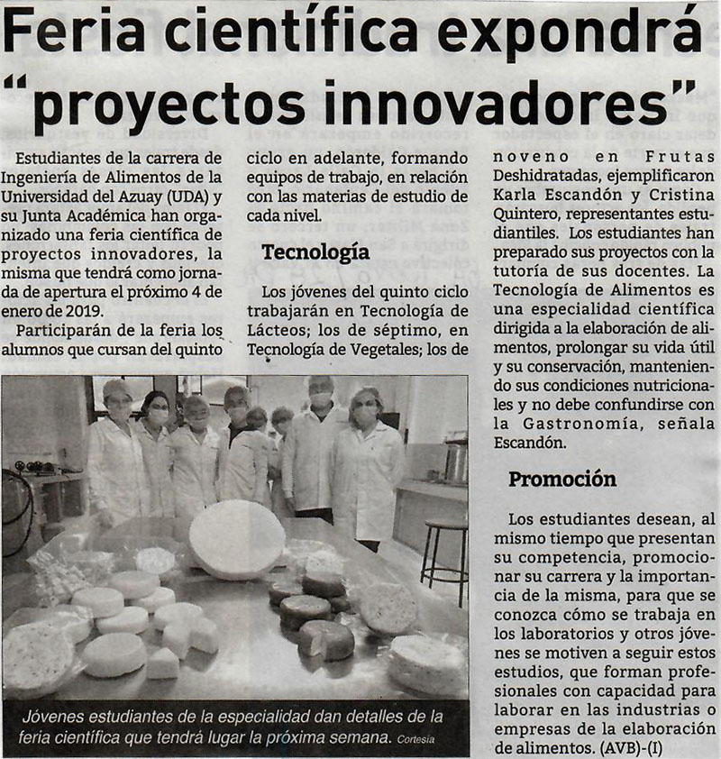 Scientific fair will expose "innovative projects"
