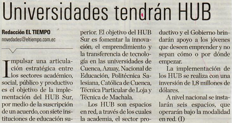 Universidades tendrán HUB