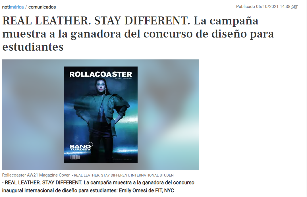 REAL LEATHER. STAY DIFFERENT. La campaña muestra a la ganadora del concurso de diseño para estudiantes