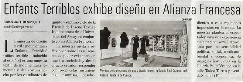 Enfants Terribles exhibe diseño en Alianza Francesa